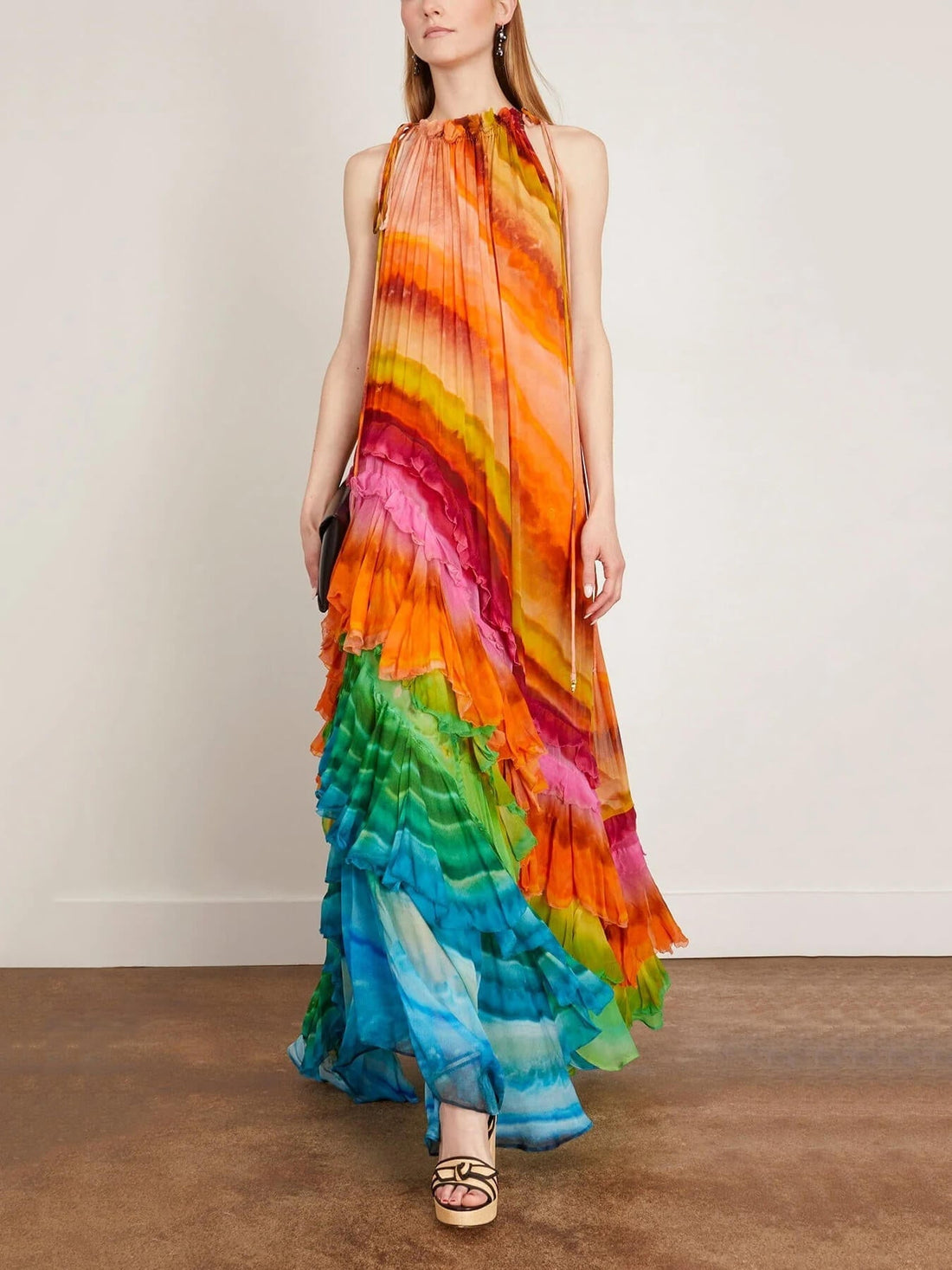 Vibrant Rainbow Tiered Maxi Dress